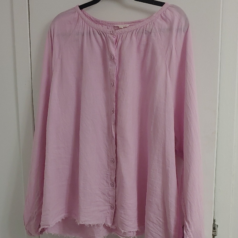 Eileen Fisher Soft Pink-Lavender Button-Up Shirt